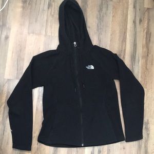 North Face black fleece zip up hoodie